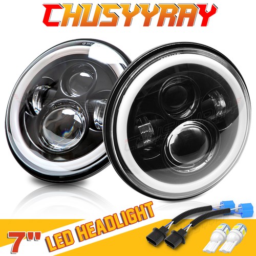 Pair led headlights halo - 7'',