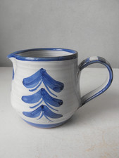 TINTAGEL STUDIO POTTERY CORNWALL BLUE & WHITE HAND PAINTED JUG