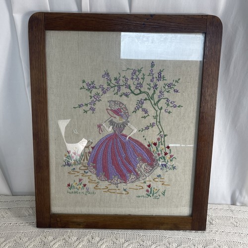 Vintage embroidery picture oak - embroidery,