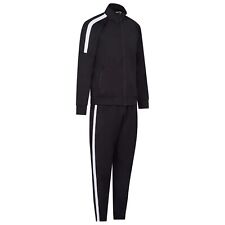 Black Mens Tracksuit Set Top & Bottoms Jogging Joggers Gym CONTRAST