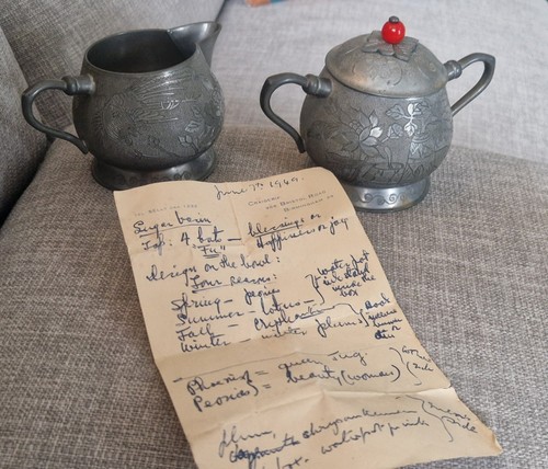 Pewter jug sugar - &, bowl