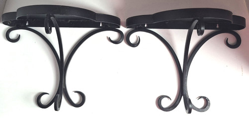 Pair metal wrought iron - metal, w/