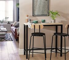 Habitat Zayn Wood Effect Bar Table & 2 Black Chairs | Breakfast Bar Set