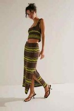 NWT FREE PEOPLE BEACH - DONNI Sweater Set - Choc/Lime Combo - Med - New in Bag