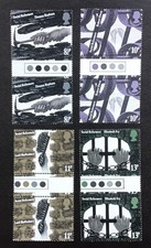 GB 1976 Social Reformers Set of 4 Traffic Light Gutter Pairs - UNFOLDED MNH