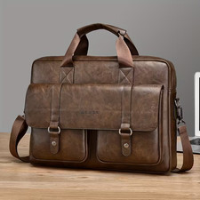 PU Leather Briefcase Men 15.6