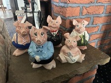 Vintage Wade NatWest Pigs Piggy Banks Set Of 5 With Stoppers Money Boxes