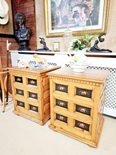 Stunning Renovated Pair of Antique Victorian Apothecary Style, 3 Drawer Cabinets