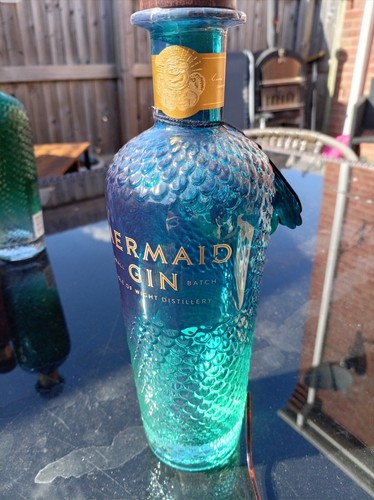 Mermaid gin blue empty - empty, bottle