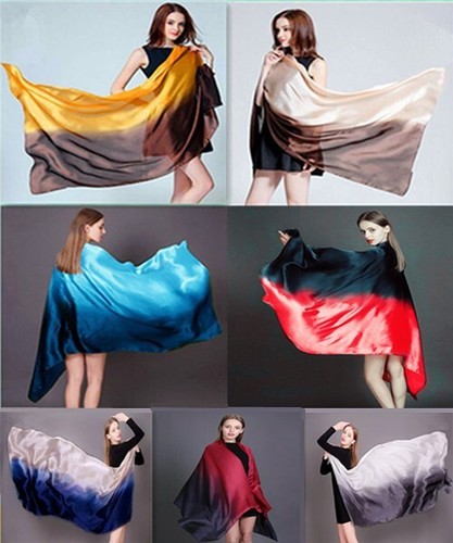 Colorful gradient silk scarf - colorful,