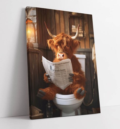 Highland cow reading toilet - highland,