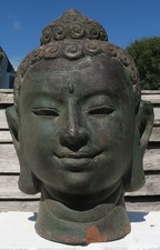 LARGE IMPOSING VINTAGE TERRACOTTA BUDDHA HEAD