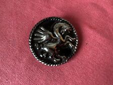 Vintage Pegasus Horse Silver On Black Button