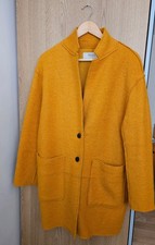 Zara Boiled Wool Coat Size L Mustard Ochre Yellow