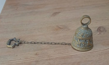 Heavy brass sanctuary bell ringing chain door bell lead clapper bell  7cm across