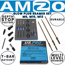US PRO Glow Plug Thread Reamer Set M8 M10 M12 T-Bar Ratchet Diesel Tool - 5652