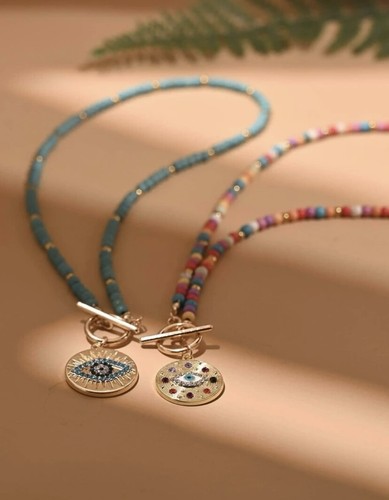 Blue evil eye - crystal, beaded