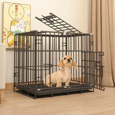 Dog Crate Folding Metal Wire Dog Kennel Cage With Tray Black Small Medium Large