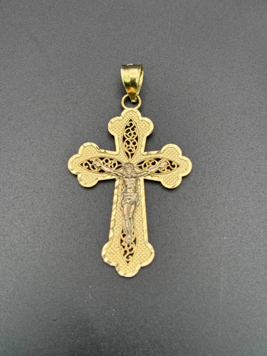 14k solid gold - jesus, cross