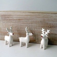 White Ceramic Standing Reindeer with Red Nose
