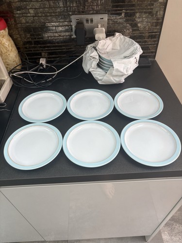 Denby blue linen tea plates - blue,