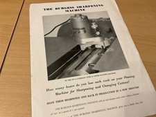 1950’S BURGESS PLANER SHARPENING MACHINE INDUSTRIAL SALES BROCHURE