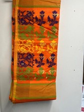 Vibrant Orange Jamdani Saree