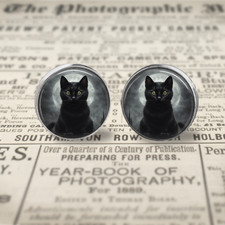 Black cat cufflinks, various