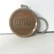 Vintage Drury's whisky advertising Keyring Barrel End design 38 mm diameter 