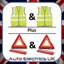 2 X REFLECTIVE WARNING TRIANGLE CAR BREAKDOWN EMERGENCY & HIGH VISIBILITY VEST