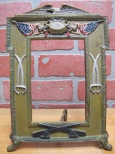 EAGLE FLAGS CANNONS DRUM HORNS SWORDS MILITARY Antique Decorative Arts Frame USA