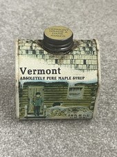 Vintage Absolutely Pure Vermont Maple Syrup Cabin Shaped Tin 1990’s