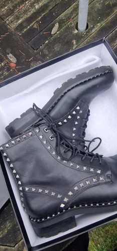 Ash black leather studded