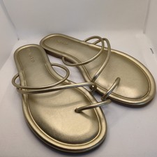 Primark Size 8 Gold Flat Strappy Sandals Flip Flops Padded Comfortable Insole