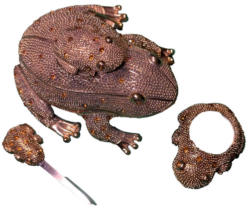 Vintage jeweled brass frog - vintage,
