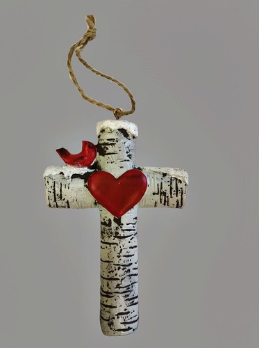 Christmas cross ornament - , birch