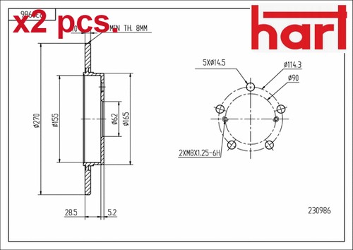 Pcs rear brake - x2,