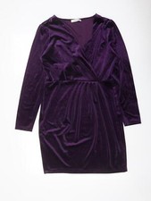 Oasis Womens Purple Polyester Blend Sheath Size M V-Neck