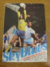 17/09/1988 Coventry City v Charlton Athletic  (Creased/Worn To Top Edge). Thank