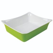 Fleur Crock 4Lt (1/2) Green/White Perfect for Hot or Cold Food - 325x265x100mm