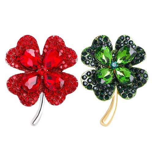 Vintage green red brooch - green,