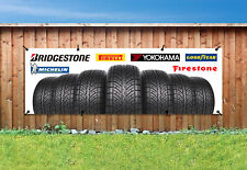 VARIOUS LOGOS TYRE BANNER PVC Printed BANNER OUTDOOR WATERPROOF SIGN Eyelets