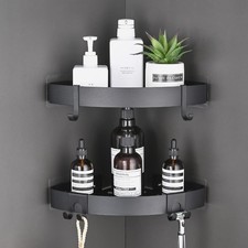 SLEEC Bathroom Corner Shelf 2 PACK Black Adhesive Shower Caddy Organiser Space 