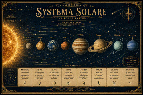 Vintage solar system poster - vintage,