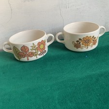 2 Vintage Retro Soup Bowls/mugs. Floral Design