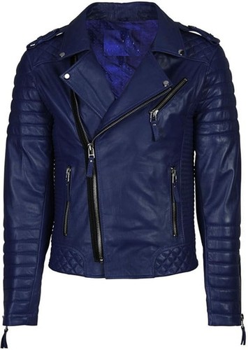 Men biker leather jacket - men's,