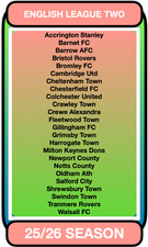 25/26 EFL LEAGUE TWO BASE SETS