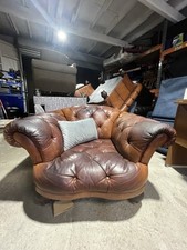 Tetrad Oscar Chesterfield Armchair Tan Buffalo Hide Leather