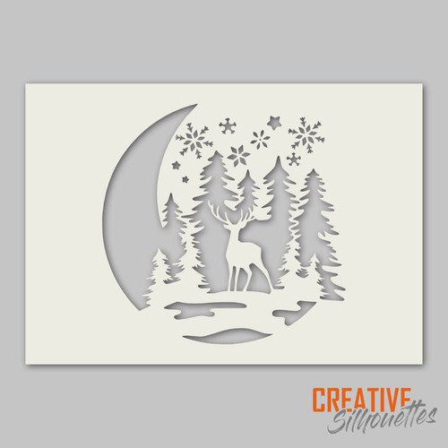 Moonlight deer christmas - moonlight, snow
