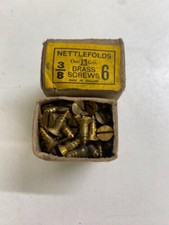 Box Brass Countersunk Screws 3/8" x 6 Nettlefolds GKN Slotted Head Full Box 144